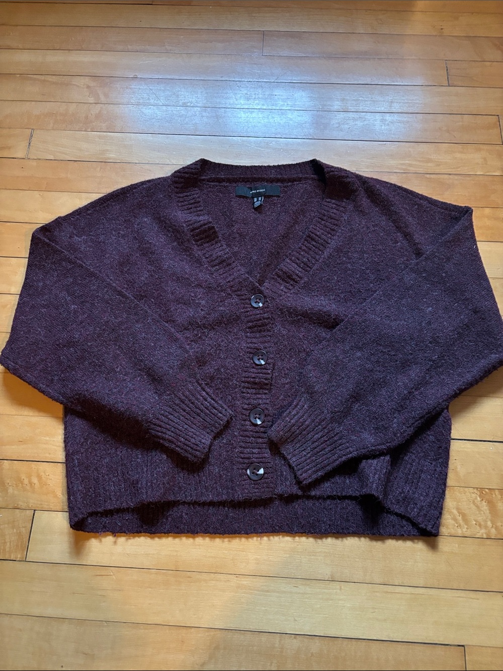 Vero Moda Button-Front V-Neck Cardigan - Plum